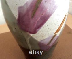 Vintage 1970's Studio Pottery Brush Glazed Fired Stoneware Vase Signed