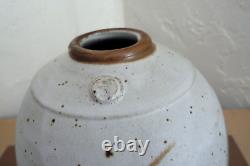 Vintage 1970's Studio Pottery Brush Glazed Fired Stoneware Vase Signed