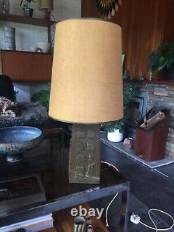 Vintage 1970s Brutalist Studio Pottery Lamp Base In Bronzed Finish