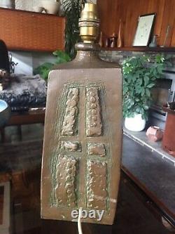 Vintage 1970s Brutalist Studio Pottery Lamp Base In Bronzed Finish