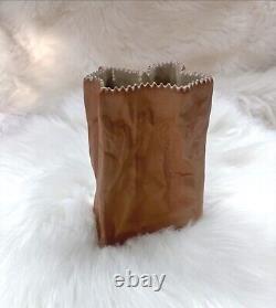 Vintage 1970s Ceramic Tapio Wirkkala Rosenthal Brown Paper Bag Art Vase 6