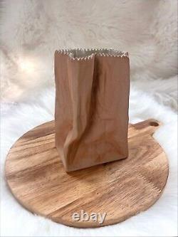 Vintage 1970s Ceramic Tapio Wirkkala Rosenthal Brown Paper Bag Art Vase 6