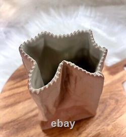 Vintage 1970s Ceramic Tapio Wirkkala Rosenthal Brown Paper Bag Art Vase 6