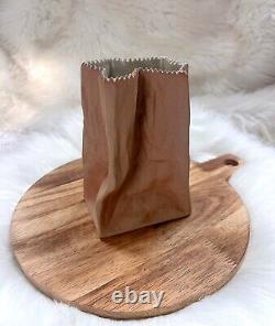 Vintage 1970s Ceramic Tapio Wirkkala Rosenthal Brown Paper Bag Art Vase 6