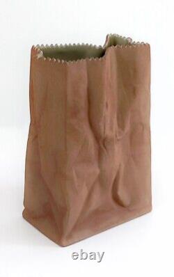 Vintage 1970s Ceramic Tapio Wirkkala Rosenthal Paper Bag Vase 7 1/2 inch