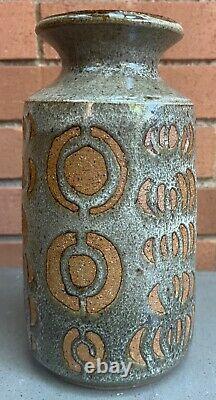 Vintage 1970s Handmade Ceramic Studio Pottery Stoneware Vase Modern Art Signed