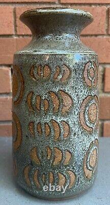 Vintage 1970s Handmade Ceramic Studio Pottery Stoneware Vase Modern Art Signed