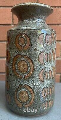 Vintage 1970s Handmade Ceramic Studio Pottery Stoneware Vase Modern Art Signed