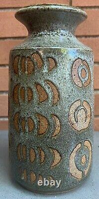 Vintage 1970s Handmade Ceramic Studio Pottery Stoneware Vase Modern Art Signed