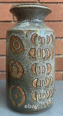 Vintage 1970s Handmade Ceramic Studio Pottery Stoneware Vase Modern Art Signed