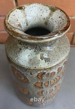 Vintage 1970s Handmade Ceramic Studio Pottery Stoneware Vase Modern Art Signed