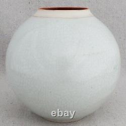 Vintage 1970s Janice Rowell White Crackle Studio Pottery Porcelain Vase Flambe