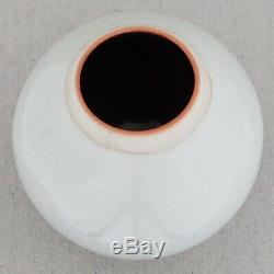 Vintage 1970s Janice Rowell White Crackle Studio Pottery Porcelain Vase Flambe