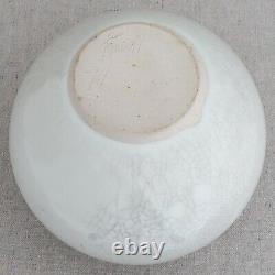 Vintage 1970s Janice Rowell White Crackle Studio Pottery Porcelain Vase Flambe