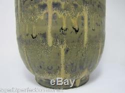 Vintage 1970s Studio Art Pottery Drip Glaze Pot Planter green black signed wgw