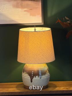 Vintage 1970s Studio Hand Thrown Stoneware Pottery Lamp Bulbous Blue and Brown Vintage 1970s Studio Hand Thrown Stoneware Pottery Lamp Bulbous Blue and Brown