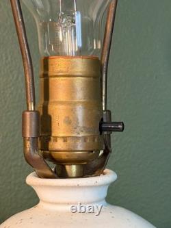 Vintage 1970s Studio Hand Thrown Stoneware Pottery Lamp Bulbous Blue and Brown