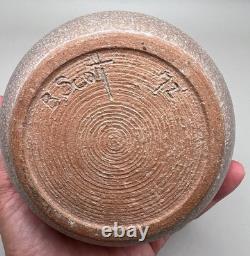 Vintage 1972 B. Scott Pottery Sandstone Beige Bud Vase 6 Tall Artist Signed