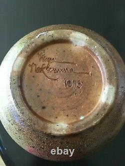 Vintage 1973 Myra Nakamura Pottery Pot Vase Vessel Lava Studio Art Artisan MCM