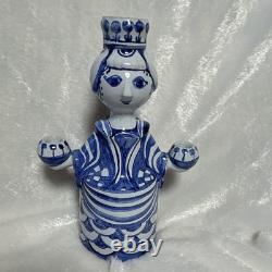 Vintage 1976 Bjørn Wiinblad Studio L89 Blue Candlestick Holder AS-IS REPAIRED