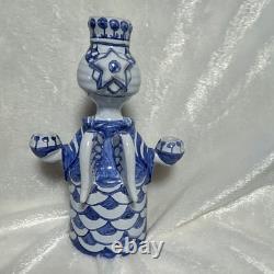 Vintage 1976 Bjørn Wiinblad Studio L89 Blue Candlestick Holder AS-IS REPAIRED