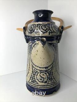 Vintage 1977 Studio Art Pottery Pitcher James Kerbel Mid Century Ying Yang MCM