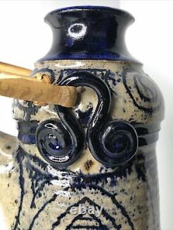 Vintage 1977 Studio Art Pottery Pitcher James Kerbel Mid Century Ying Yang MCM