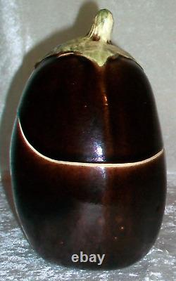Vintage 1978 Signed B Eigen Studio Art Pottery Lidded Eggplant Sculpture Box USA