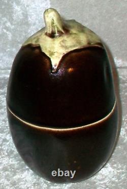 Vintage 1978 Signed B Eigen Studio Art Pottery Lidded Eggplant Sculpture Box USA