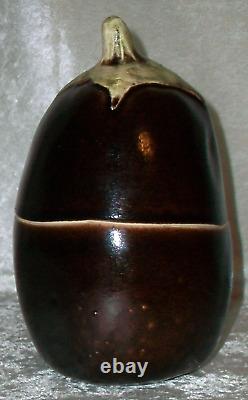 Vintage 1978 Signed B Eigen Studio Art Pottery Lidded Eggplant Sculpture Box USA