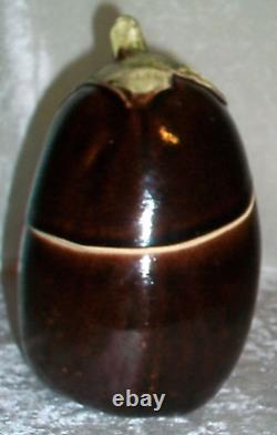 Vintage 1978 Signed B Eigen Studio Art Pottery Lidded Eggplant Sculpture Box USA