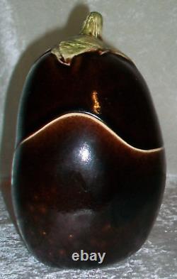 Vintage 1978 Signed B Eigen Studio Art Pottery Lidded Eggplant Sculpture Box USA