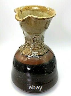 Vintage 1979 Renzo Faggioli Studio Art Pottery Vase or Carafe, 9 3/8 Tall, VG+