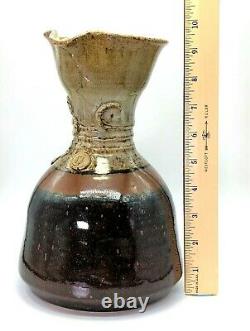 Vintage 1979 Renzo Faggioli Studio Art Pottery Vase or Carafe, 9 3/8 Tall, VG+