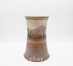 Vintage 1980 Michael Sherrill 7 Salt Glaze Landscape Vase NC Studio Pottery