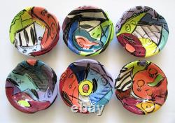 Vintage 1980's New Wave Abstract Signed Art Studio Pottery Bowls 8 Set 6