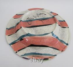 Vintage 1980's New Wave Abstract Signed Art Studio Pottery Serving Bowl 13