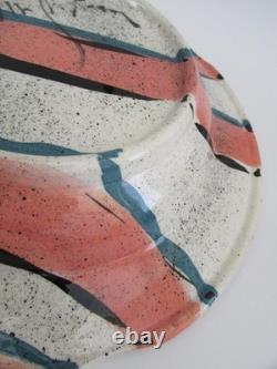 Vintage 1980's New Wave Abstract Signed Art Studio Pottery Serving Bowl 13
