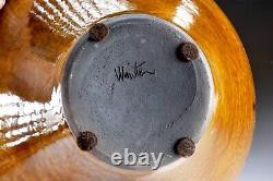 Vintage 1980's Signed WINTER Handmade Art Pottery Vase-Vessel Drip Glaze