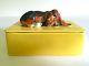 Vintage 1980's Studio Pottery Handcrafted Basset Hound Dog Ceramic Box With LID