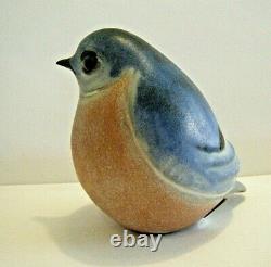 Vintage 1980s Andersen Design Studio Sitting Bluebird Art Pottery Bird Figurine