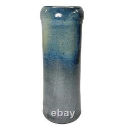 Vintage 1980s Cecily Fortescue New York Studio Art Pottery 12 Blue Vase