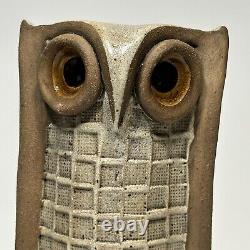 Vintage 1980s Clarence Cameron Studio Pottery Stoneware Owl Candleholders