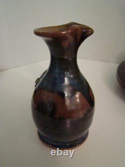 Vintage 1980s Randy Holbrook Studio Pottery Communtion Set With Wood Stand