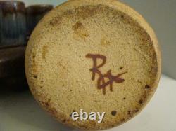 Vintage 1980s Randy Holbrook Studio Pottery Communtion Set With Wood Stand