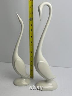 Vintage 1981 A Barlow Swan Sculptures Pair Signed & Dated Studio Pottery Ceramic