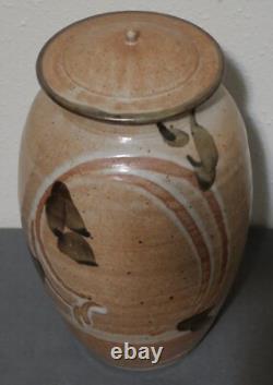Vintage 1983 Studio Pottery Ash Glazed Stoneware Lidded Jar Signed Easterly