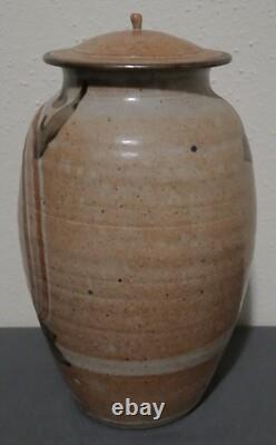 Vintage 1983 Studio Pottery Ash Glazed Stoneware Lidded Jar Signed Easterly