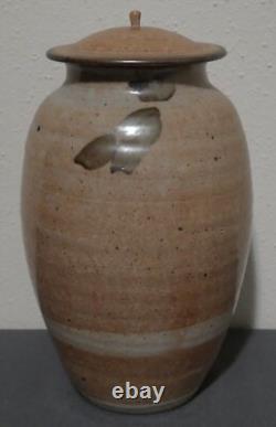 Vintage 1983 Studio Pottery Ash Glazed Stoneware Lidded Jar Signed Easterly
