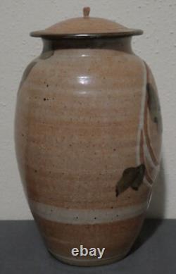 Vintage 1983 Studio Pottery Ash Glazed Stoneware Lidded Jar Signed Easterly